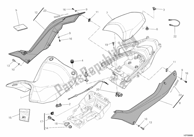 All parts for the Seat of the Ducati Multistrada 1200 S ABS USA 2010